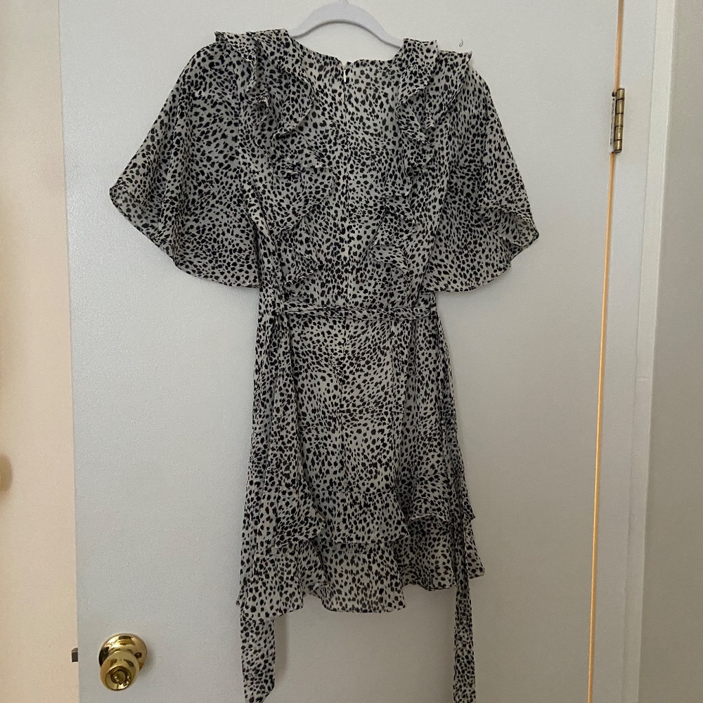 Pookie & Sebastian Leopard Print Wrap Mini Dress - image 3